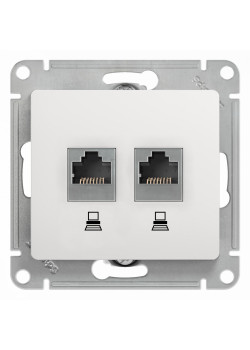 GLOSSA РОЗЕТКА двойная компьютерная RJ45+RJ45 кат. 5e, механизм, БЕЛЫЙ