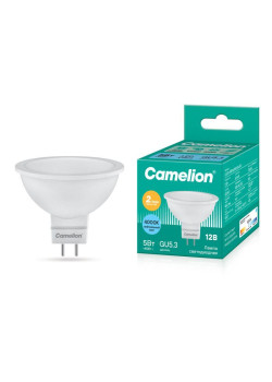 Лампа светодиодная LED5-MR16/845/GU5.3 5Вт 4500К бел. GU5.3 385лм 12В Camelion 12026