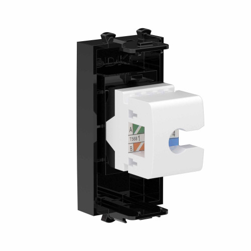 Компьютерная розетка RJ-45 без шторки модульная, кат.6А, Avanti, черный квадрат, 1 модуль Компьютерная розетка RJ-45 без шторки модульная, кат.6А, Avanti, черный квадрат, 1 модуль