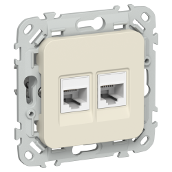 FLITE Розетка 2-местная компьютерная RJ45 категория 5Е UTP РК5е-2-0-ФлСл сливочный IEK