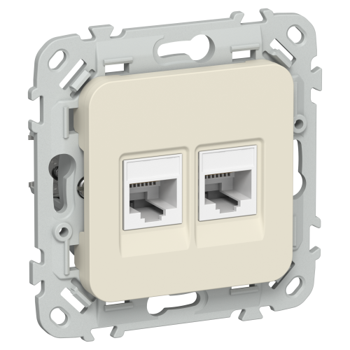 FLITE Розетка 2-местная компьютерная RJ45 категория 5Е UTP РК5е-2-0-ФлСл сливочный IEK