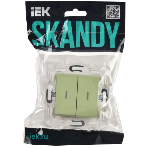 SKANDY Выключатель 2-клавишный проходной с индикацией 10А SK-V10G мятный IEK SKANDY Выключатель 2-клавишный проходной с индикацией 10А SK-V10G мятный IEK