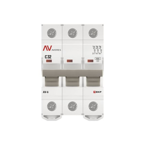 Авт. выкл. AV-6 3P 32A (C) 6kA EKF AVERES Авт. выкл. AV-6 3P 32A (C) 6kA EKF AVERES