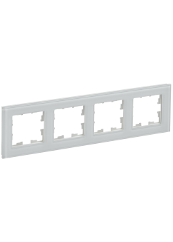 BRITE Рамка 4 -местная РУ-4-2-БрБ стекло белый IEK