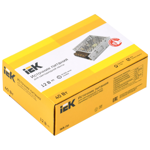 Драйвер LED ИПСН-PRO 40Вт 12В блок-клеммы IP20 IEK Драйвер LED ИПСН-PRO 40Вт 12В блок-клеммы IP20 IEK