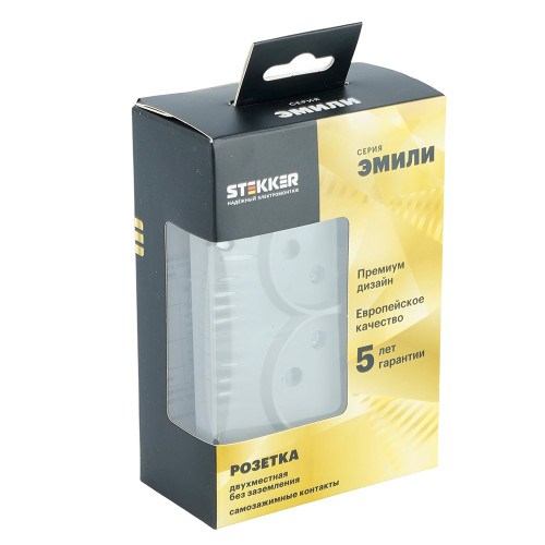 Розетка 2-местная с з/ш, б/з, СЗК, STEKKER, 250В, 16А, серия Эмили, RST16-5116-10ZK, платиново-серый, soft touch Розетка 2-местная с з/ш, б/з, СЗК, STEKKER, 250В, 16А, серия Эмили, RST16-5116-10ZK, платиново-серый, soft touch
