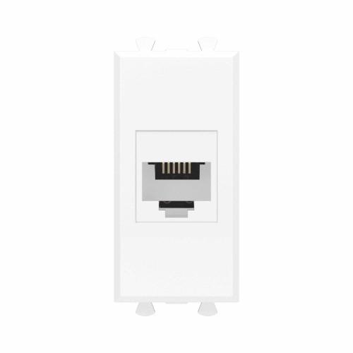 Телефонная розетка RJ-12 без шторки модульная, Avanti, белое облако, 1 модуль