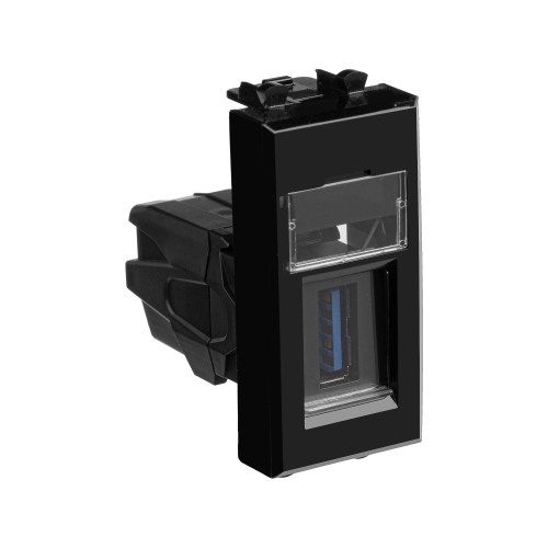 USB 3.0 розетка модульная, тип А-А, Avanti, черный квадрат, 1 модуль USB 3.0 розетка модульная, тип А-А, Avanti, черный квадрат, 1 модуль