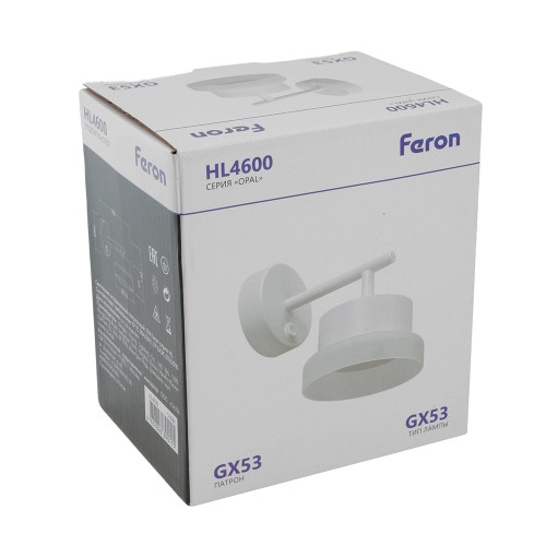 Светильник настенный Feron HL4600 OPAL 12W, 230V, GX53, белый Светильник настенный Feron HL4600 OPAL 12W, 230V, GX53, белый