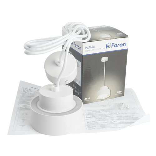 Светильник потолочный Feron HL3678 Barrel AURA levitation 12W, 230V, GX53, белый, на подвесе 1,7 м Светильник потолочный Feron HL3678 Barrel AURA levitation 12W, 230V, GX53, белый, на подвесе 1,7 м
