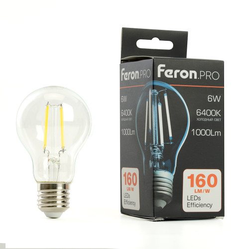 Лампа светодиодная Feron.PRO LB-1106 Шар E27 1000LM 6W 175-265V 6400K Лампа светодиодная Feron.PRO LB-1106 Шар E27 1000LM 6W 175-265V 6400K