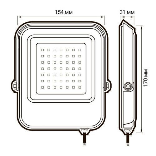 Прожектор светодиодный PFL-V 30Вт 6500К IP65 JazzWay 5039711 Прожектор светодиодный PFL-V 30Вт 6500К IP65 JazzWay 5039711
