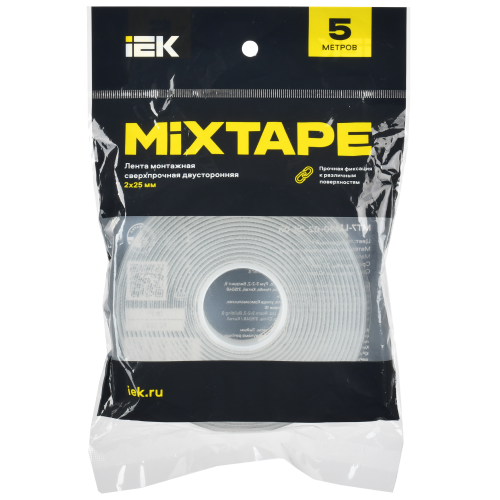 MIXTAPE PRO Лента монтажная сверхпрочная двусторонняя 2х25мм 5м IEK MIXTAPE PRO Лента монтажная сверхпрочная двусторонняя 2х25мм 5м IEK