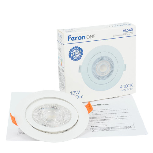 Светодиодный светильник Feron.ONE AL540 встраиваемый 12W 4000K белый Светодиодный светильник Feron.ONE AL540 встраиваемый 12W 4000K белый