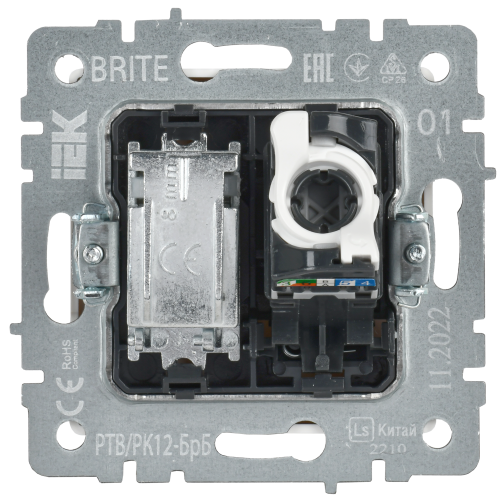 BRITE Розетка двойная TV+RJ45 кат.5E РТВ/РК12-БрБ белый IEK