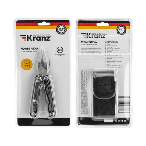 Мультитул 14 в 1 155мм Kranz KR-12-4947-2 Мультитул 14 в 1 155мм Kranz KR-12-4947-2