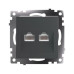 Розетка компьютерная 2-местная RJ-45 (механизм) STEKKER GLS00-7109-06 , серия Катрин, графит Розетка компьютерная 2-местная RJ-45 (механизм) STEKKER GLS00-7109-06 , серия Катрин, графит