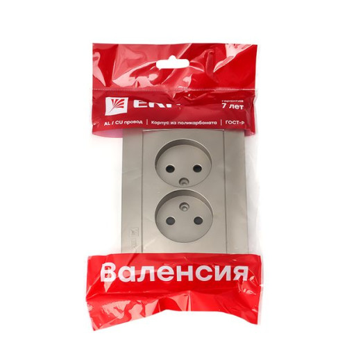 Валенсия лиц. панель розетки 2-местной б/з 10А кашемир с защ. штор. EKF