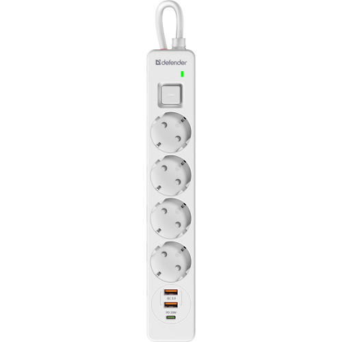 Сетевой фильтр Defender DFS 143 2м (4 розетки) белый (коробка)