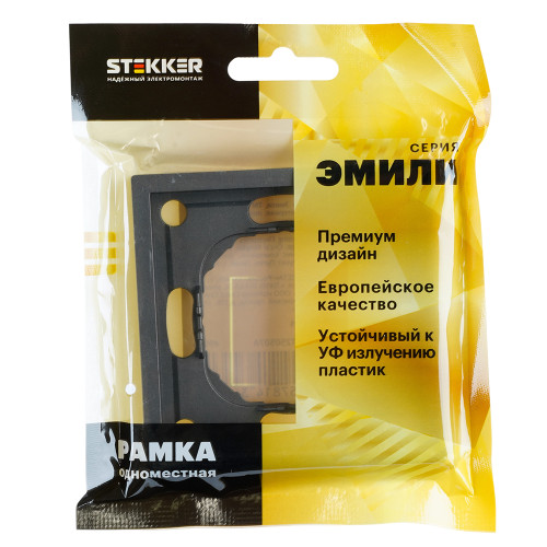 Рамка STEKKER, PFR00-5001-09 1-местная, серия Эмили, антрацит, soft touch Рамка STEKKER, PFR00-5001-09 1-местная, серия Эмили, антрацит, soft touch