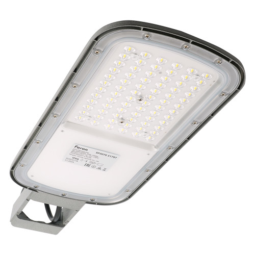 Светодиодный уличный консольный светильник Feron SP3070 50W 5000K AC90-300V, серый Светодиодный уличный консольный светильник Feron SP3070 50W 5000K AC90-300V, серый