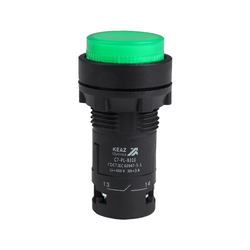 Кнопка с подсветкой OptiSignal Compact D22 C7-PL-M301 зеленая 1НЗ 230 В AC XB7NW33M2