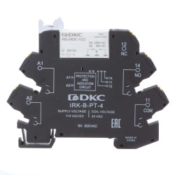 Реле интерфейсное, 1CO, ком. ток 6А, AgSnO2, напряжение 110V AC/DC, push-in клеммы.