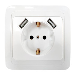 Розетка 1-м Classico 2047 IP20 с заземл. с 2-мя USB бел. IN HOME 4690612035246