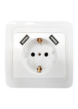 Розетка 1-м Classico 2047 IP20 с заземл. с 2-мя USB бел. IN HOME 4690612035246
