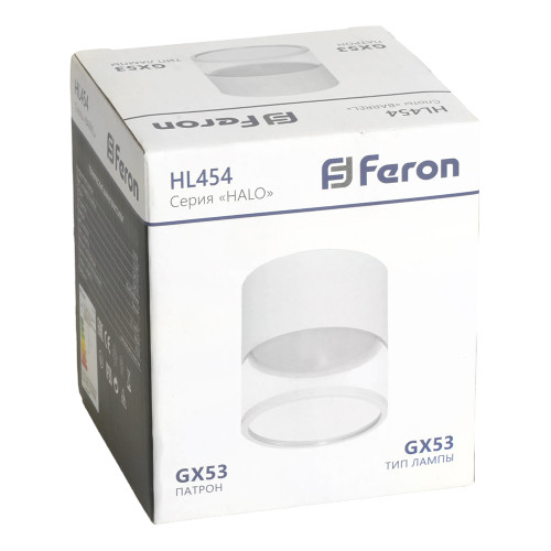 Светильник потолочный Feron HL454 HALO 12W, 230V, GX53, белый Светильник потолочный Feron HL454 HALO 12W, 230V, GX53, белый
