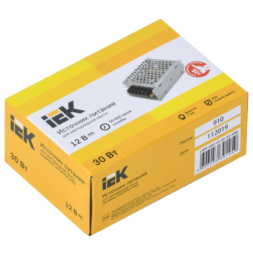 Драйвер LED ИПСН-PRO 30Вт 12В блок-клеммы IP20 IEK Драйвер LED ИПСН-PRO 30Вт 12В блок-клеммы IP20 IEK