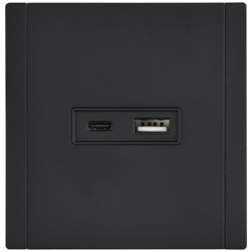 FORTE&PIANO Розетка USB A+C 3,1А FP150M металл черный IEK FORTE&PIANO Розетка USB A+C 3,1А FP150M металл черный IEK