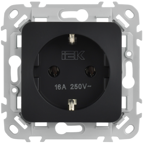 FLITE Розетка с заземлением без защитных шторок 16А РС11-0-ФлЧ черный IEK FLITE Розетка с заземлением без защитных шторок 16А РС11-0-ФлЧ черный IEK