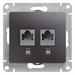 GLOSSA РОЗЕТКА двойная компьютерная RJ45+RJ45 кат. 5e, механизм, ГРАФИТ