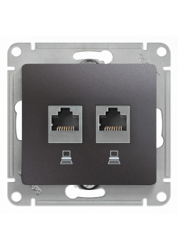 GLOSSA РОЗЕТКА двойная компьютерная RJ45+RJ45 кат. 5e, механизм, ГРАФИТ