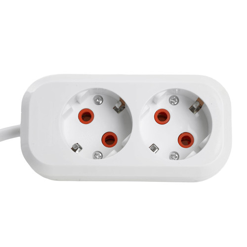 Удлинитель двухместный с/з  STEKKER HM06-21-02 3x1мм2, 2м, серия Home, белый