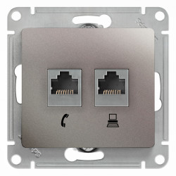 GLOSSA РОЗЕТКА двойная RJ11+RJ45 кат.5e, механизм, ПЛАТИНА