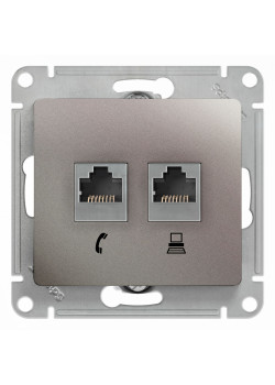 GLOSSA РОЗЕТКА двойная RJ11+RJ45 кат.5e, механизм, ПЛАТИНА