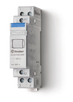Контактор модульный 2NO 20А AgSnO2 24В DC 17.5мм IP20 FINDER 222290244000