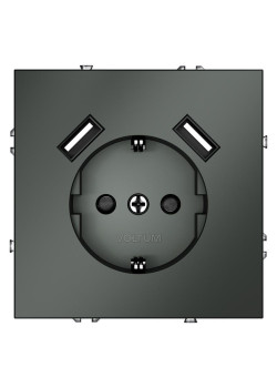Розетка 1-м СП S70 16А с USB A+A с заземл. защ. шторки механизм титан Voltum VLS040406