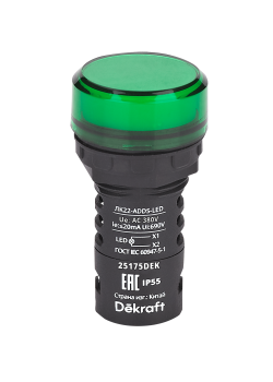 Лампа коммутационная ADDS D22 LED зеленый 380В AC ЛK-22 IP55