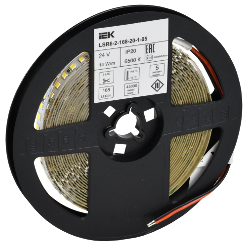 Лента светодиодная 5м SMD2835 168LED/м 14Вт/м IP20 ширина 10мм 24В холодный белый IEK
