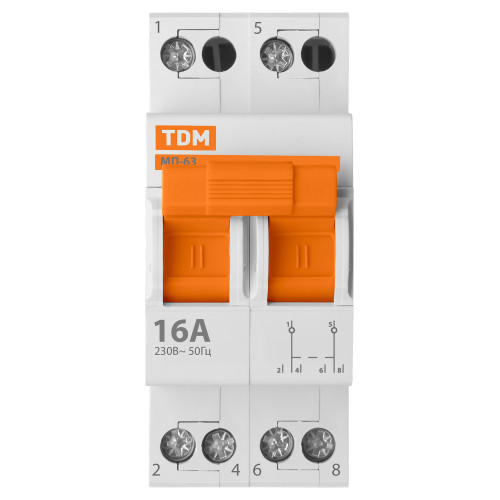 Модульный переключатель трехпозиционный МП-63 2P 16А TDM Модульный переключатель трехпозиционный МП-63 2P 16А TDM