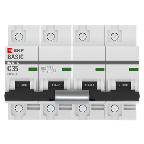 Авт. выкл. 4P 35А (C) 10kA ВА 47-100 EKF Basic Авт. выкл. 4P 35А (C) 10kA ВА 47-100 EKF Basic