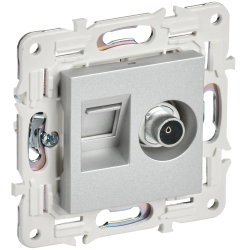 SKANDY Розетка двойная TV+RJ45 кат.6 SK-A15S серебряный IEK