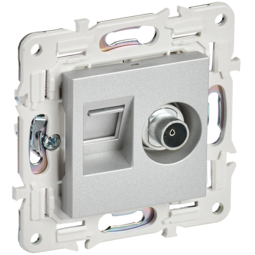 SKANDY Розетка двойная TV+RJ45 кат.6 SK-A15S серебряный IEK