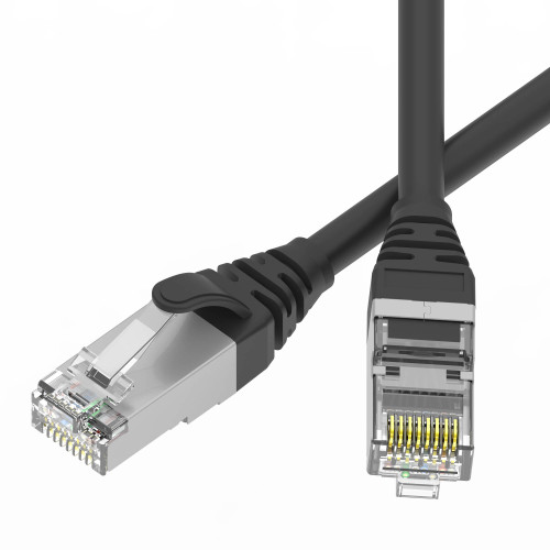 Патч-корд экранированный SLIM CAT6 U/FTP 4х2, 28 AWG, LSZH, чёрный, 1м