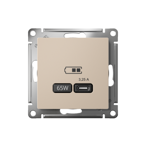ATLASDESIGN USB РОЗЕТКА тип-С 65Вт высокоскор.заряд. QC, PD, механизм, ПЕСОЧНЫЙ ATLASDESIGN USB РОЗЕТКА тип-С 65Вт высокоскор.заряд. QC, PD, механизм, ПЕСОЧНЫЙ