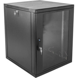 Шкаф коммутационный ЦМО (ШРН-15.500-9005) настенный 15U 600x529мм пер.дв.стекл 200кг черный 470мм 180град.