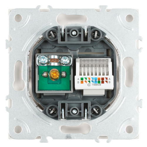 Розетка TV + компьютерная RJ-45 (механизм), STEKKER, серия Эмили, RST00-5106-01, белый фарфор, soft touch Розетка TV + компьютерная RJ-45 (механизм), STEKKER, серия Эмили, RST00-5106-01, белый фарфор, soft touch